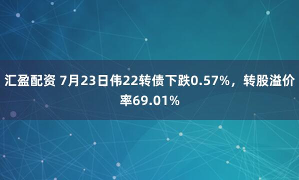 汇盈配资 7月23日伟22转债下跌0.57%，转股溢价率69.01%